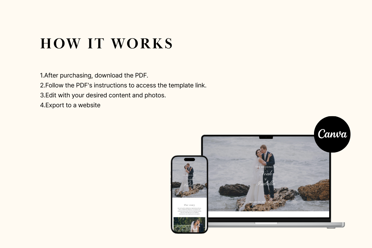 Modern Beige Wedding Website Canva, a Landing Page Template by batang (Photo 4 of 4)