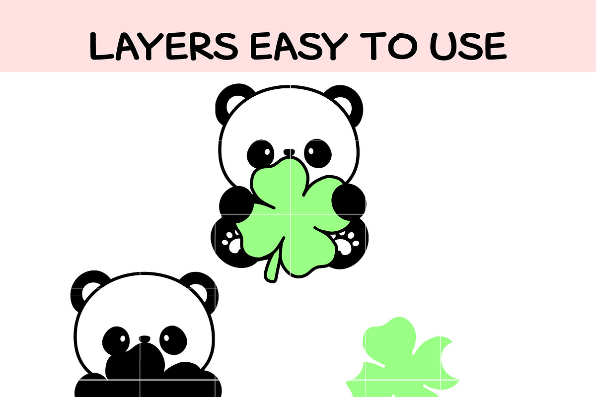 Cute Lucky Panda with Clover SVG, an Illustration by TheHitShop (Photo 4 of 6)