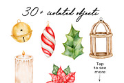 Xmas Watercolor Clipart, a Seasonal Illustration by Eves_Aquadreams (Thumbnail 3 of 13)