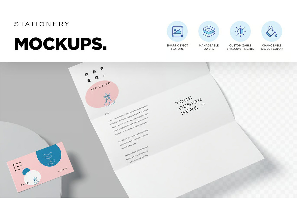 Premium Quality Stationery Mockup, an Advertising Mockup by megostudi0 (Photo 2 of 6)