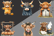 Halloween Highland Cow Clipart, an Illustration by Black Bird Studio (Thumbnail 3 of 6)