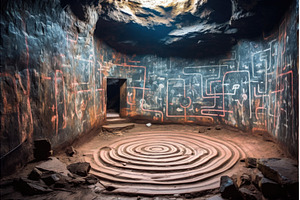 mysterious labyrinth painted on a, an Architecture Photo by Sergey Kotenev