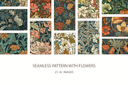 Seamless pattern with flowers, an Illustration by Pundateam (Thumbnail 1 of 5)