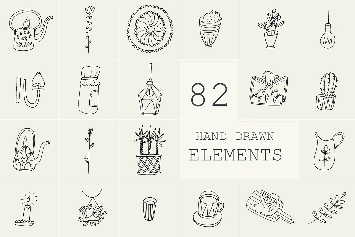 82 Hand Drawn Logo Elements PSD, an Object Graphic by Sasha Mitkalova (Photo 1 of 5)