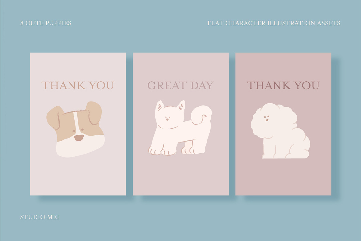 8 Cute puppies clip arts, an Animal Illustration by Studio Mei Design (Photo 4 of 4)