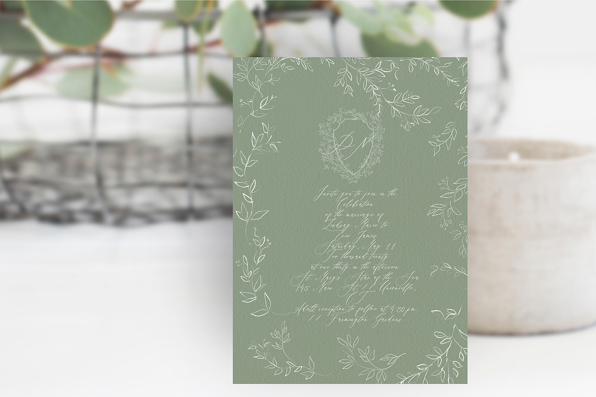 Sensuous Line Floral Crests Wreaths, an Illustration by whiteheartdesign (Photo 3 of 9)