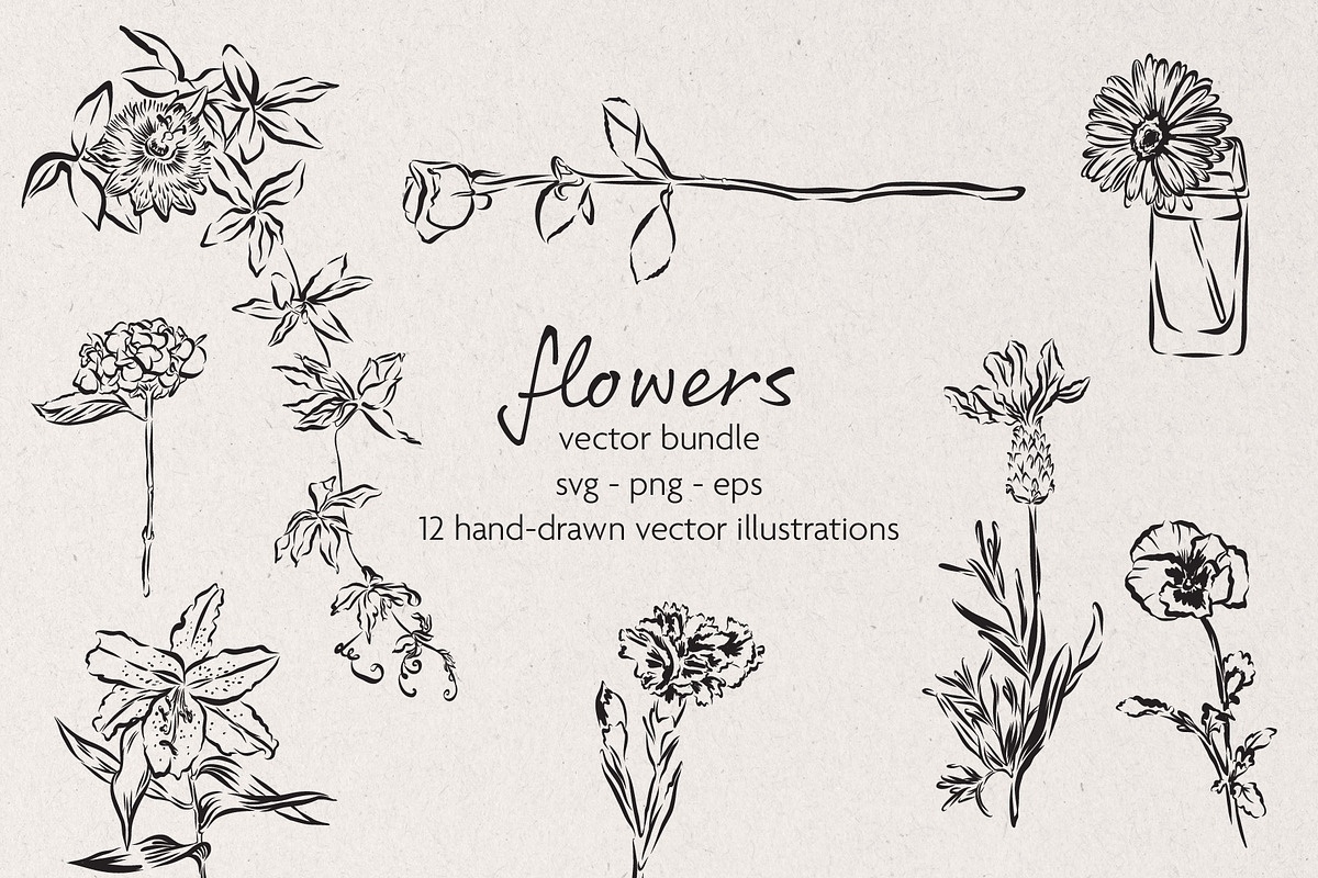 Flowers Vector Bundle, a Decorative Illustration by Little Gremlin (Photo 1 of 9)