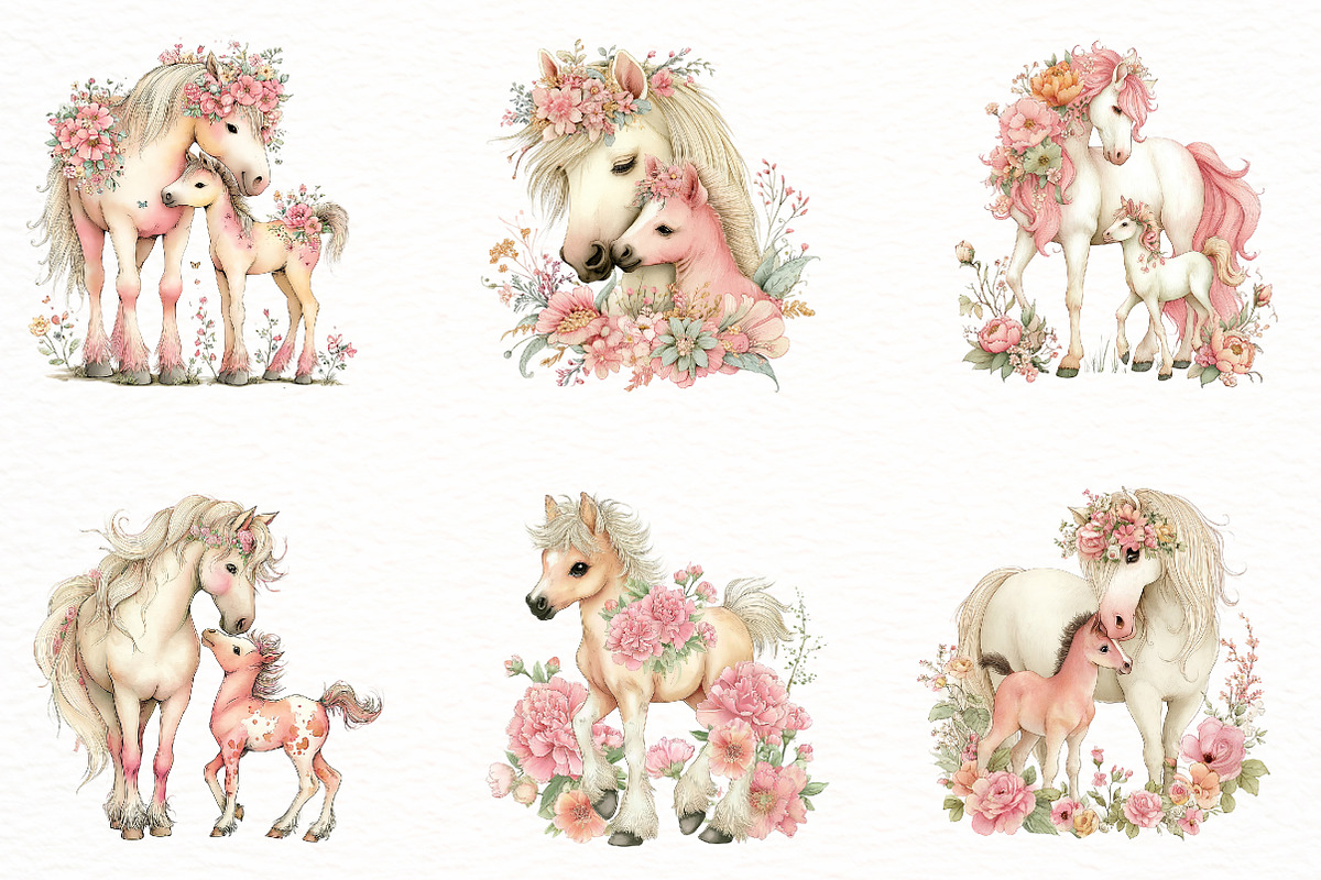 Whimsical Mother's Day Horse Clipart, an Illustration by Designworld (Photo 5 of 8)