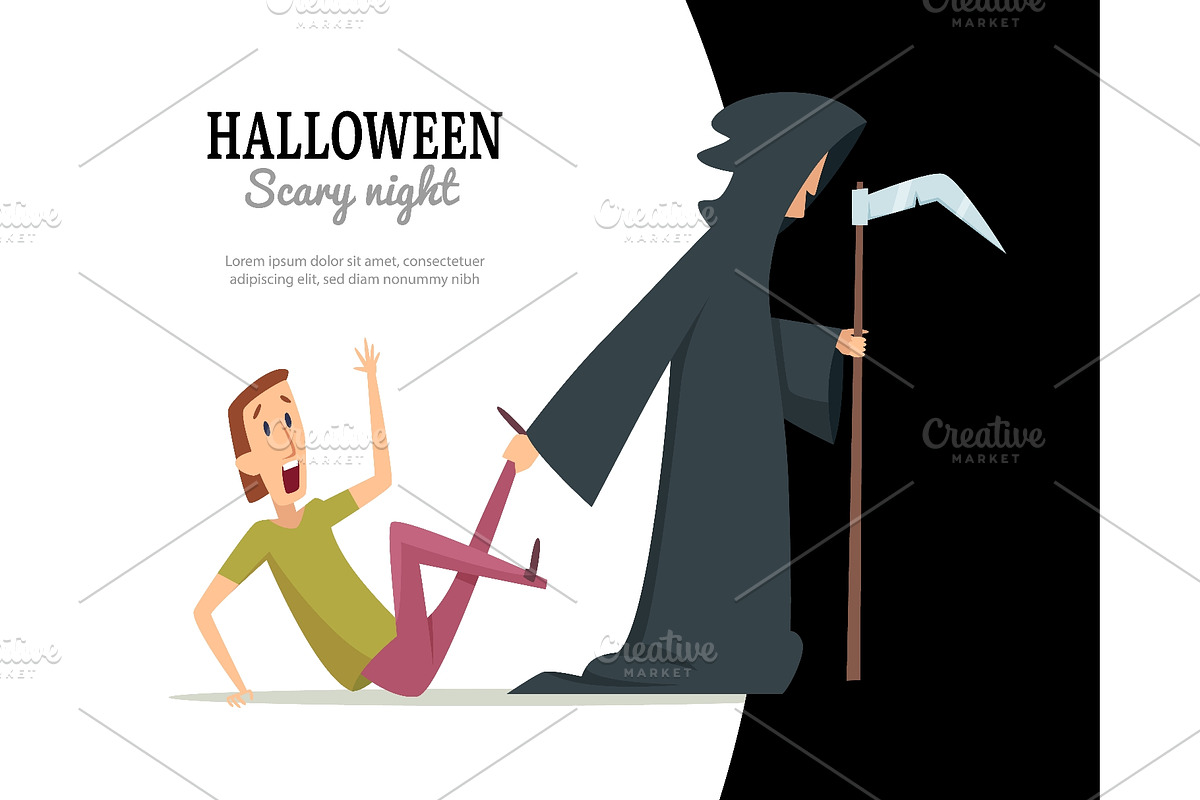 Grim reaper chasing scared man, a Person Illustration by Onyx (Photo 1 of 3)