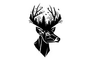 Deer Antler Silhouette Bundle, an Object Illustration by yasushie (Thumbnail 6 of 31)