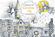 Christmas winter houses, city scene, an Illustration by Artmanata (Thumbnail 1 of 17)