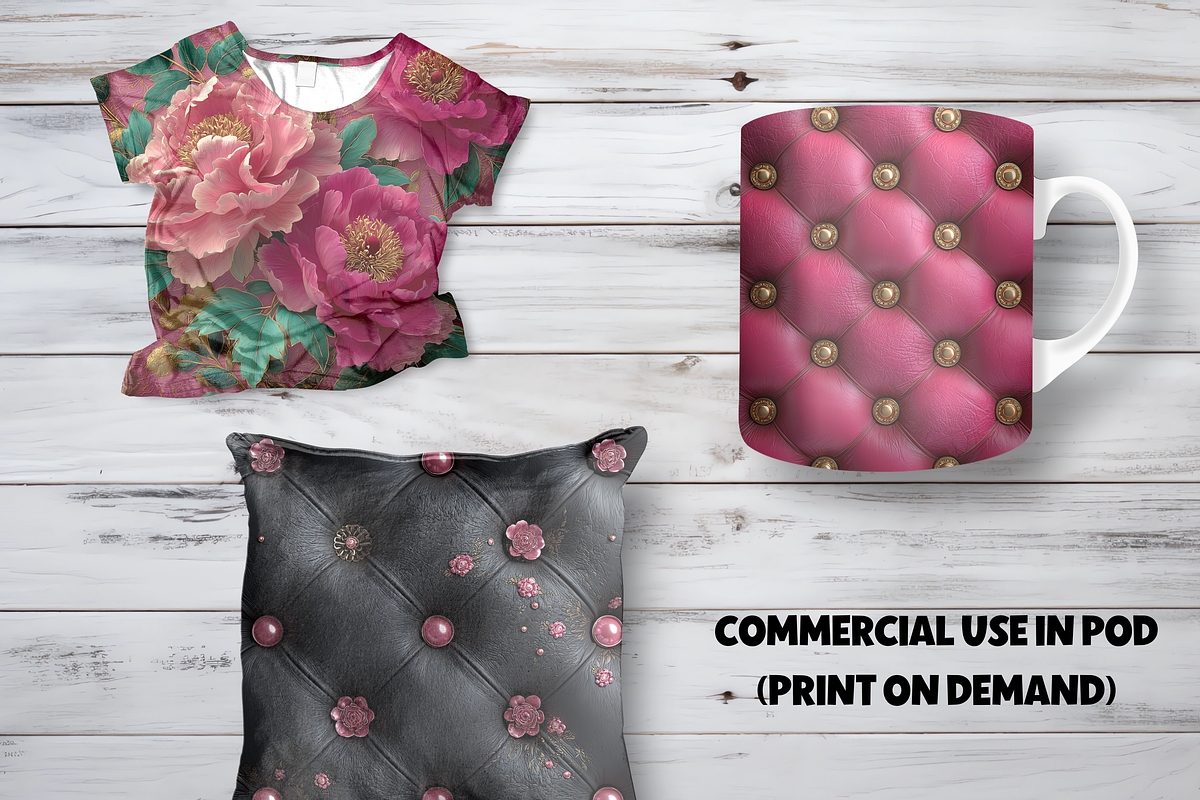 Pink and Gold Floral Digital Paper, a Pattern Graphic by LA Design (Photo 9 of 10)