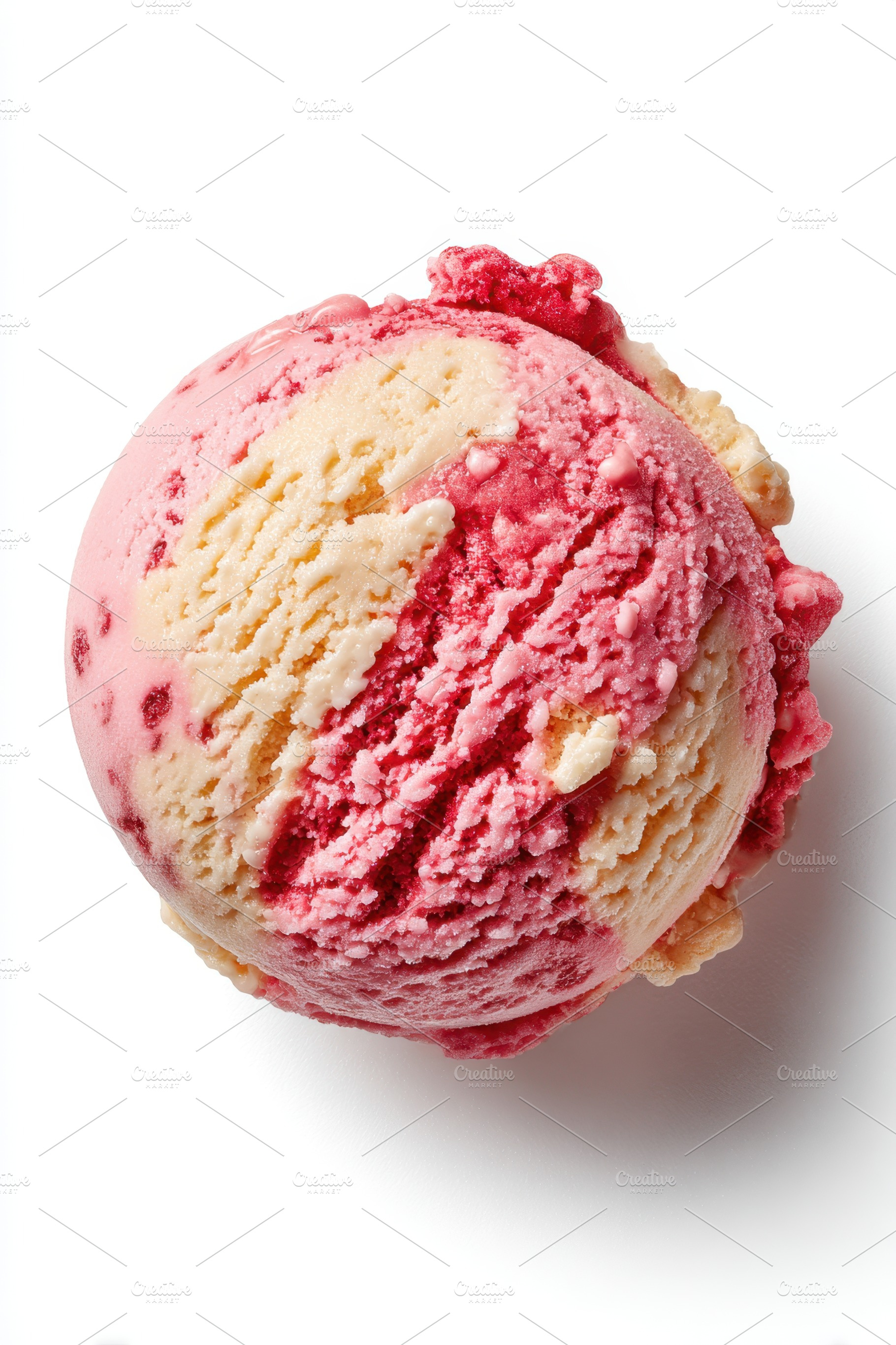 Scoop of colorful ice cream on white background, a Food & Drink Photo by AlyaAnd
