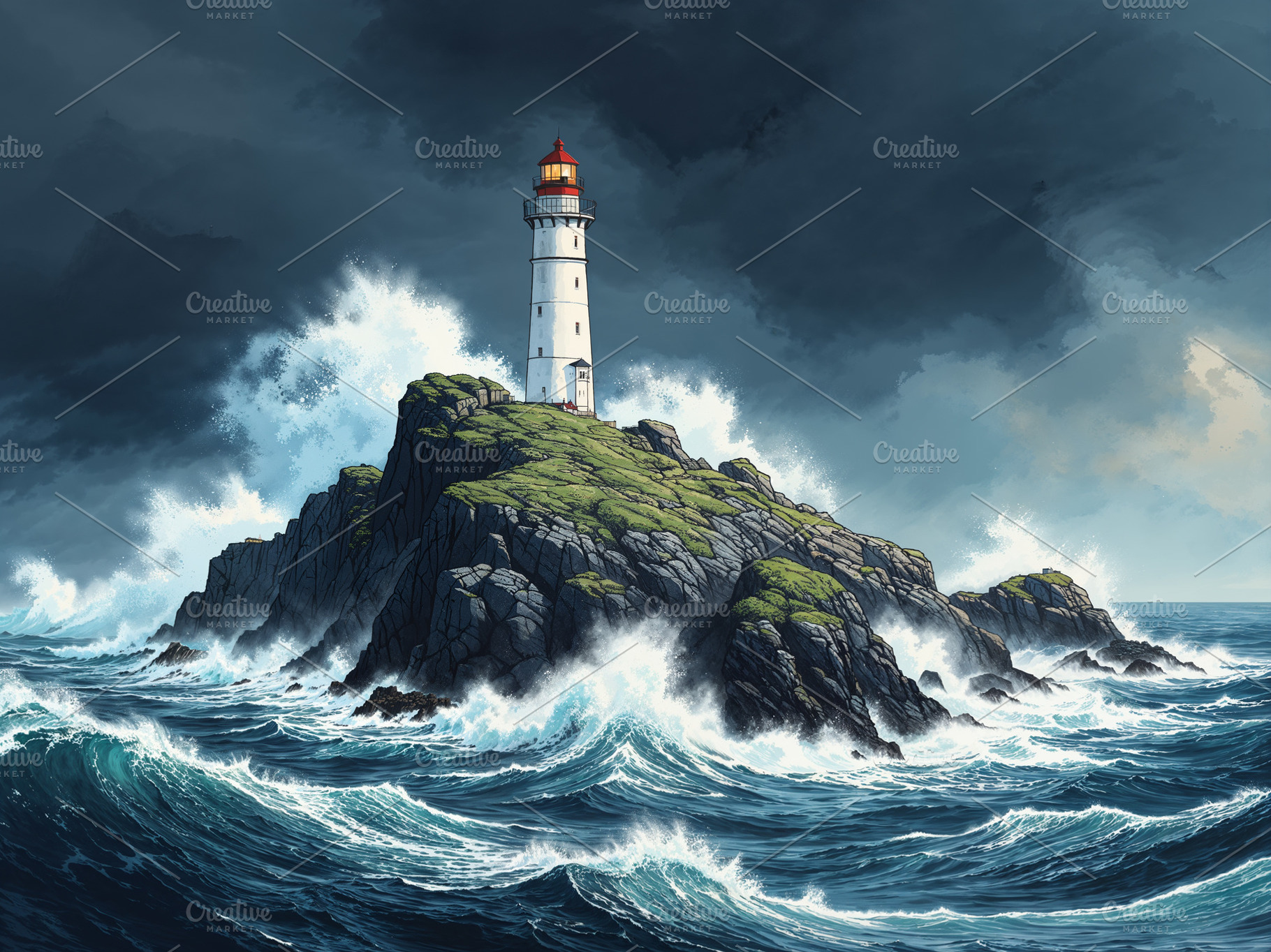 Lighthouse on Rough Seas, a Nature Photo by h.utomo
