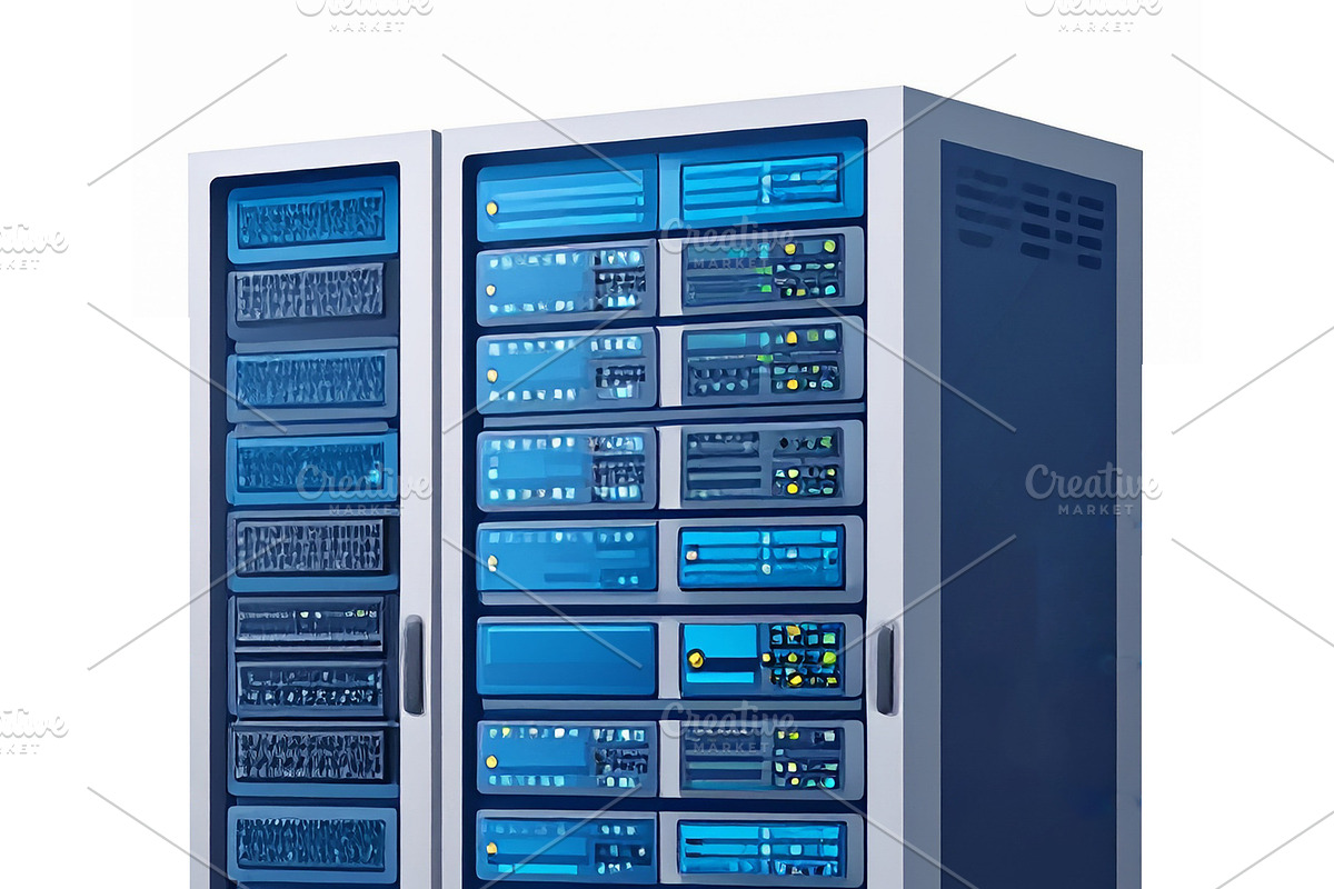 Server rack isolated digital illustration, a Technology Illustration by DanFLCreativo
