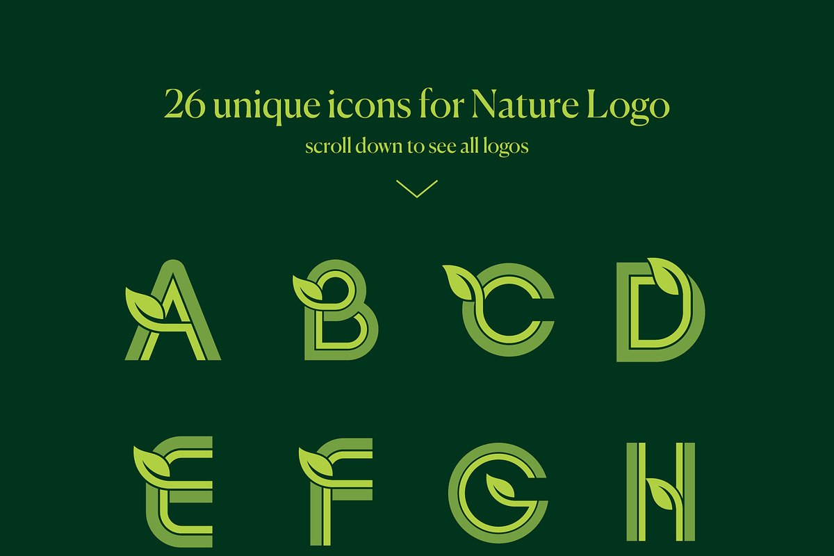 Letter A-Z Nature Logo Kit, a Branding & Logo Template by Luxury Logos (Photo 4 of 11)