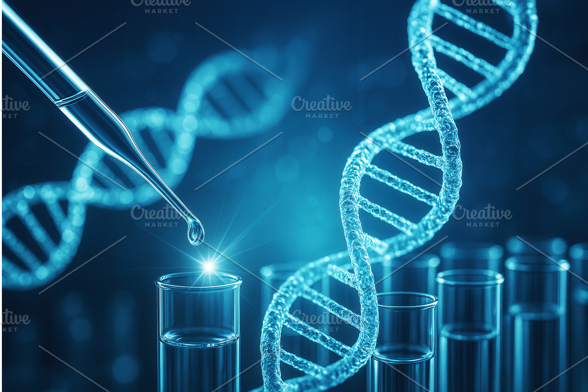 A pipette dropping liquid into a, an Illustration by Sergey Kotenev