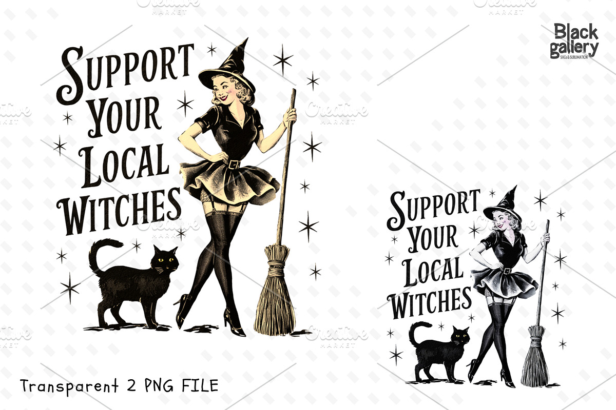 Vintage Halloween Witch PNG Bundle, a Graphic by Clipart Bloom (Photo 7 of 15)