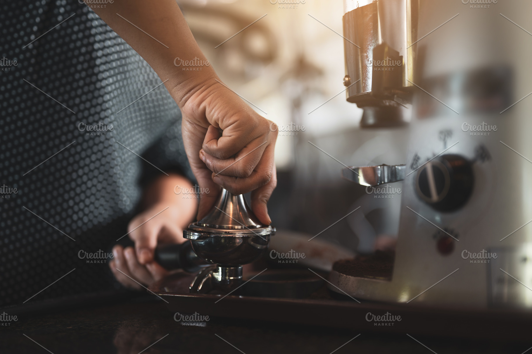 barista preparing coffee, a Photo by KHphotography