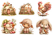 Watercolor Farm Clipart Bundle, a Seasonal Illustration by Daily.Designs (Thumbnail 2 of 5)