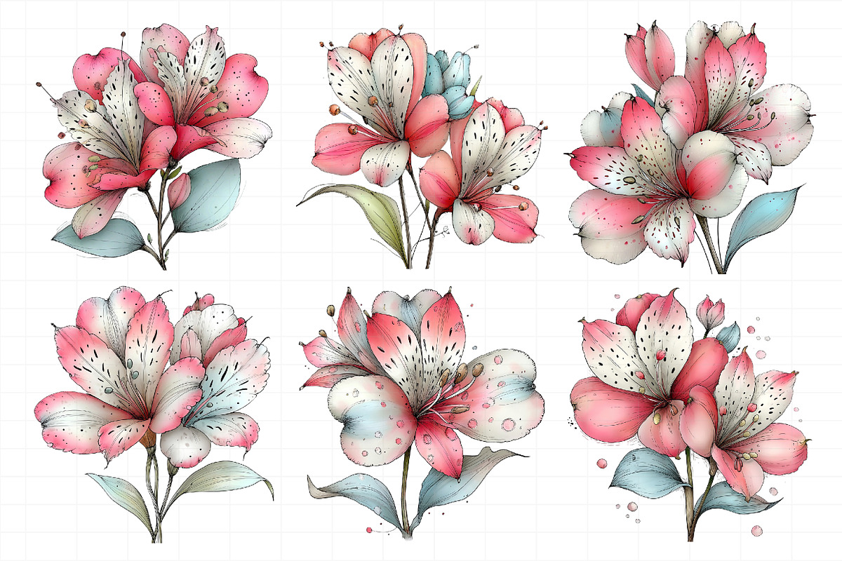 Spring Alstroemeria Flowers Clipart, an Illustration by Daily.Designs (Photo 7 of 8)
