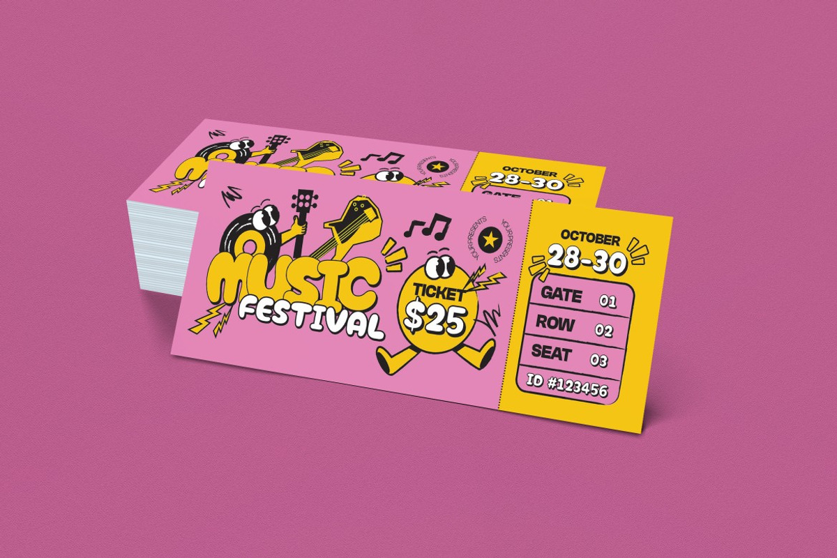 Music Festival Ticket, a Card Template by graphicook (Photo 2 of 3)