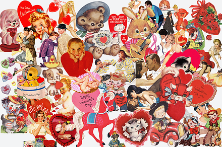 100+ Valentine's Day Vintage Clipart, an Object Graphic by Lilithcollageart