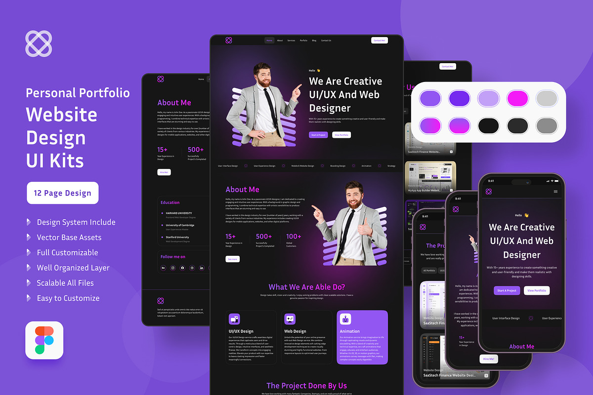 Portofolio Web Landing Page UI KIT, a Landing Page Template by UICreative (Photo 1 of 4)