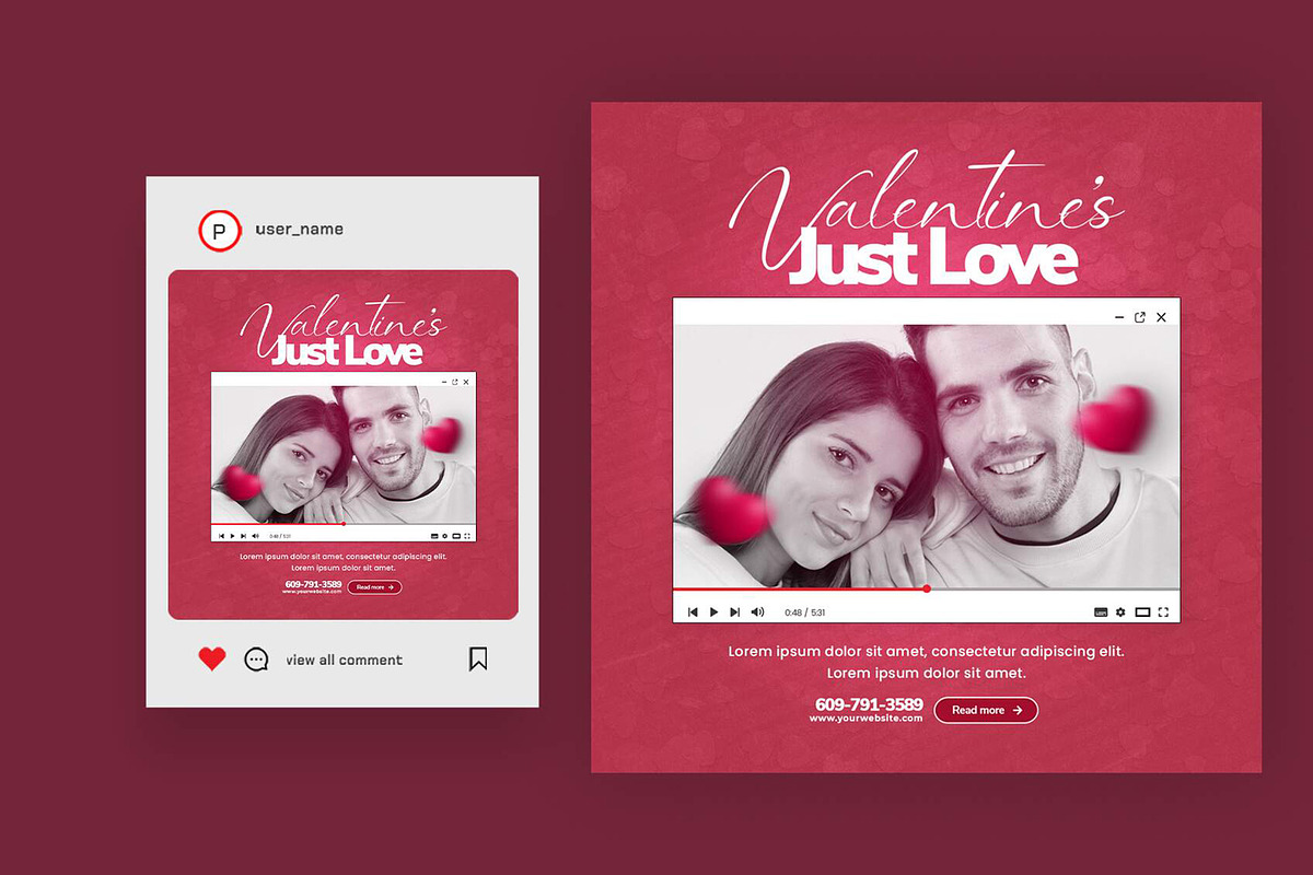 Valentine's Day Instagram Bundle, a Social Media Template by Saman Osama (Photo 2 of 5)