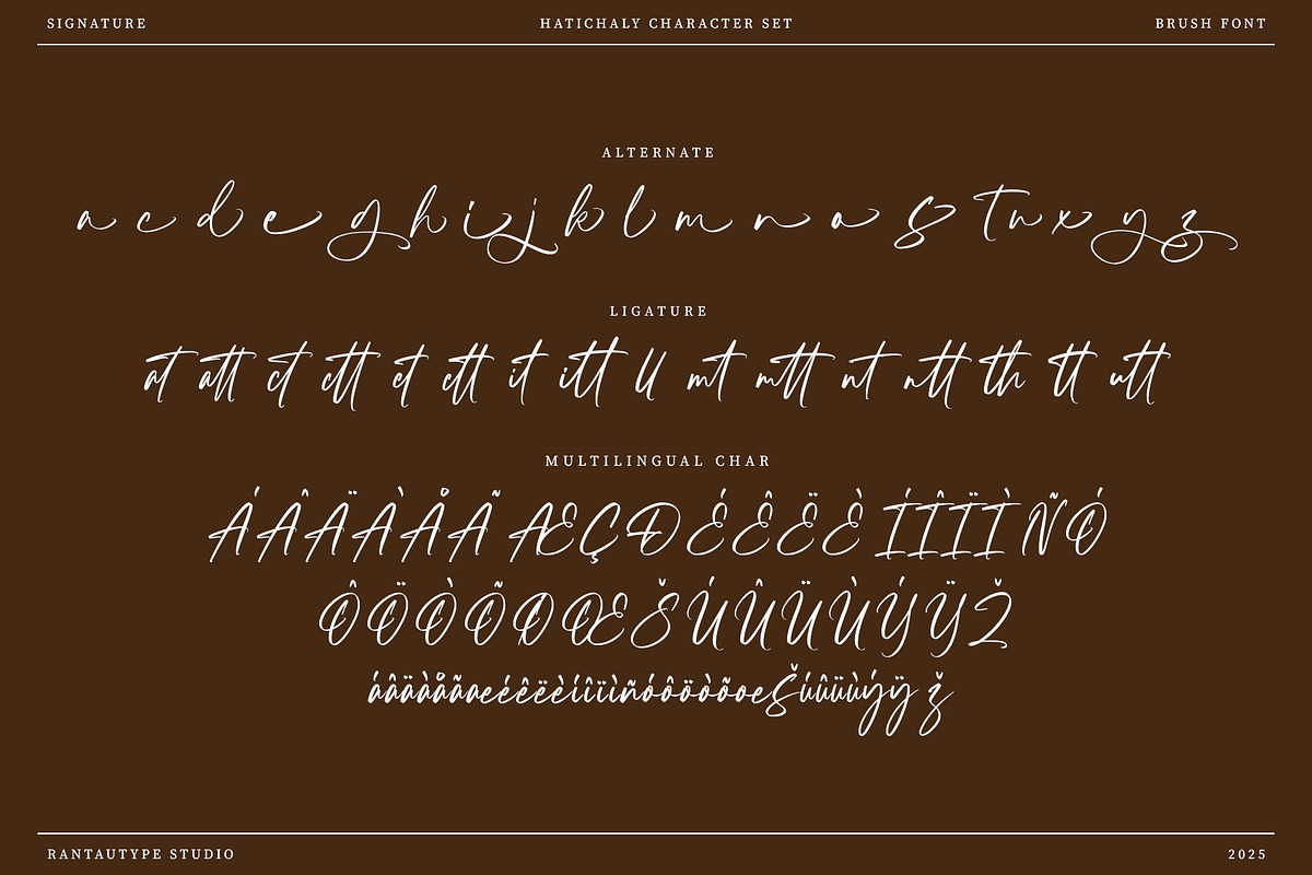 Hatichaly Classy Signature Brush Fon, a Script Font by RantautypeStudio (Photo 17 of 17)