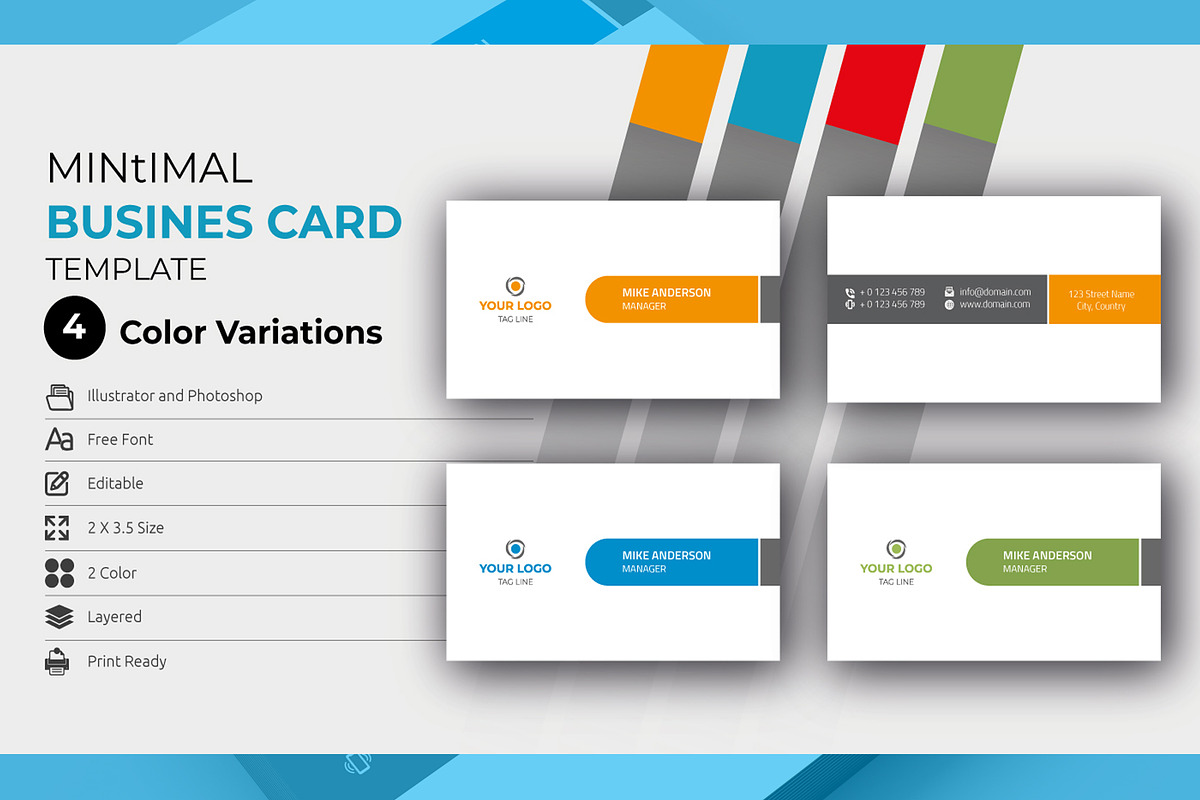 Minimal Business Card Bundle, a Business Card Template by designSultan (Photo 1 of 6)