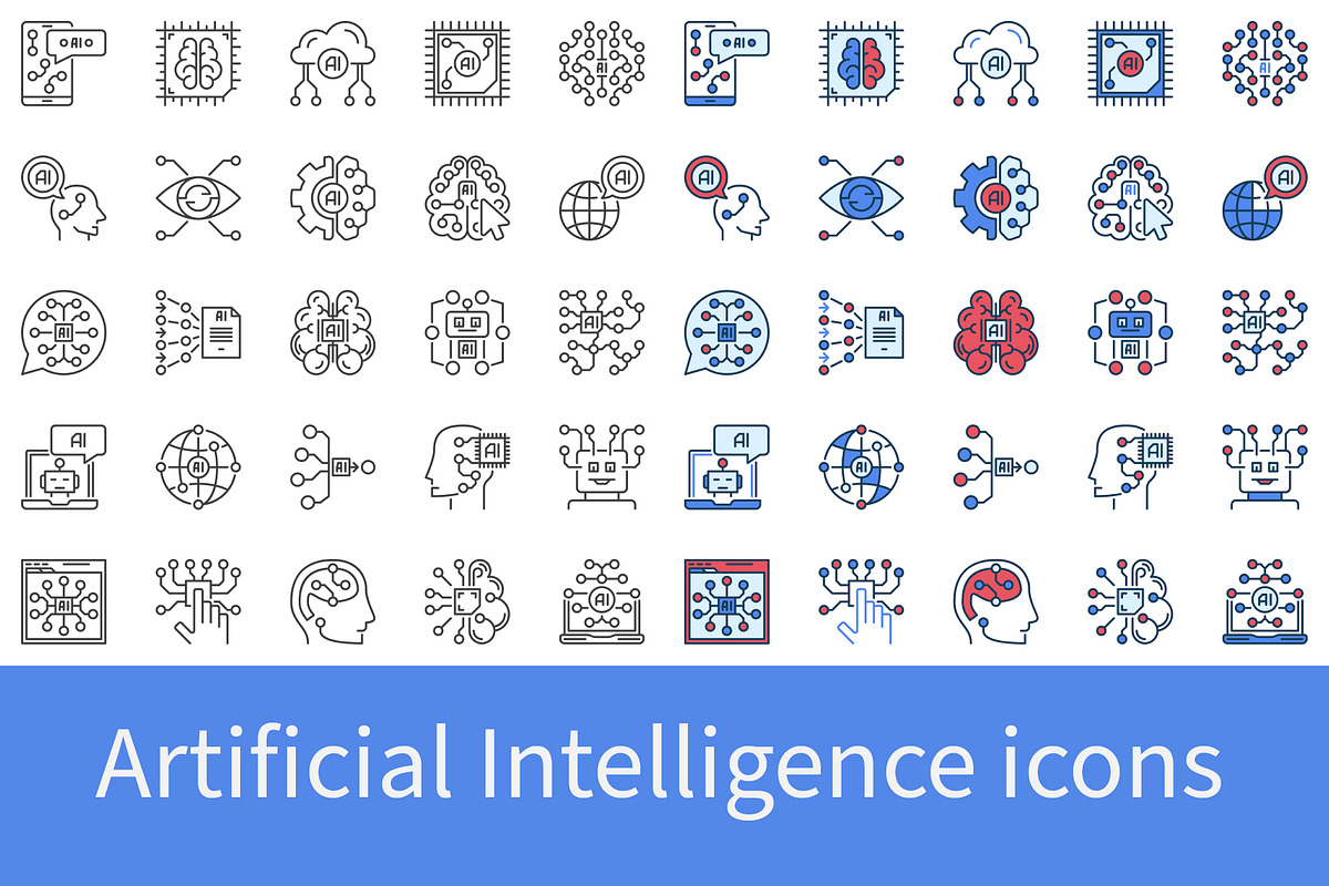 AI icons set, an Outline Icon by VenomousVector