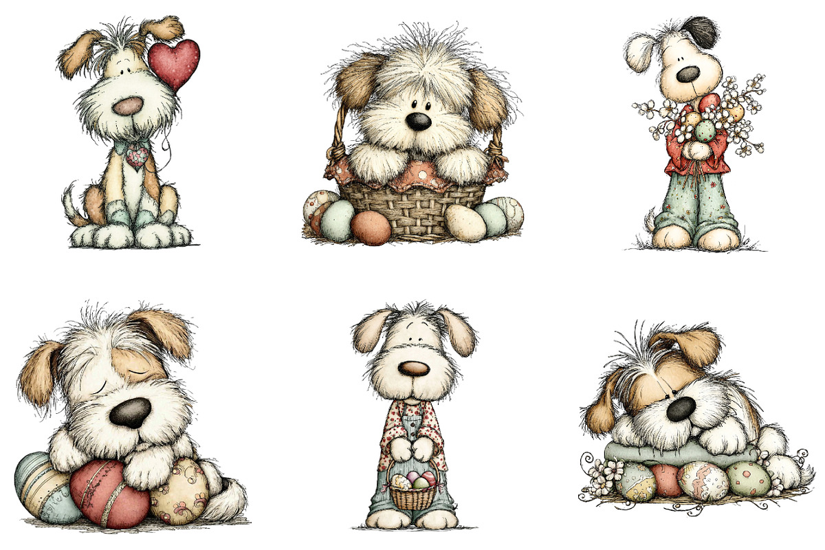 Whimsical easter dogs clipart, an Illustration by CreationArt (Photo 6 of 7)