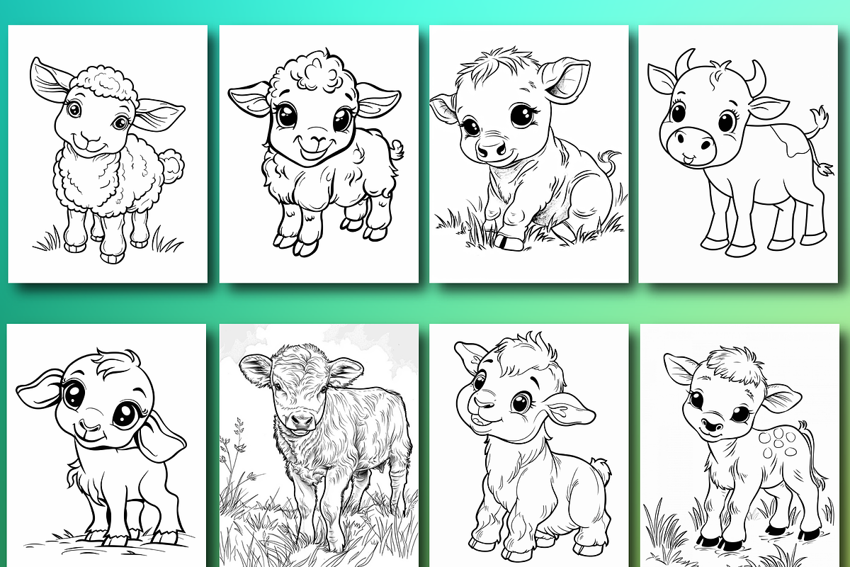 Farm Animals Coloring Book for Kids, an Animal Illustration by Printable Design Store (Photo 3 of 7)