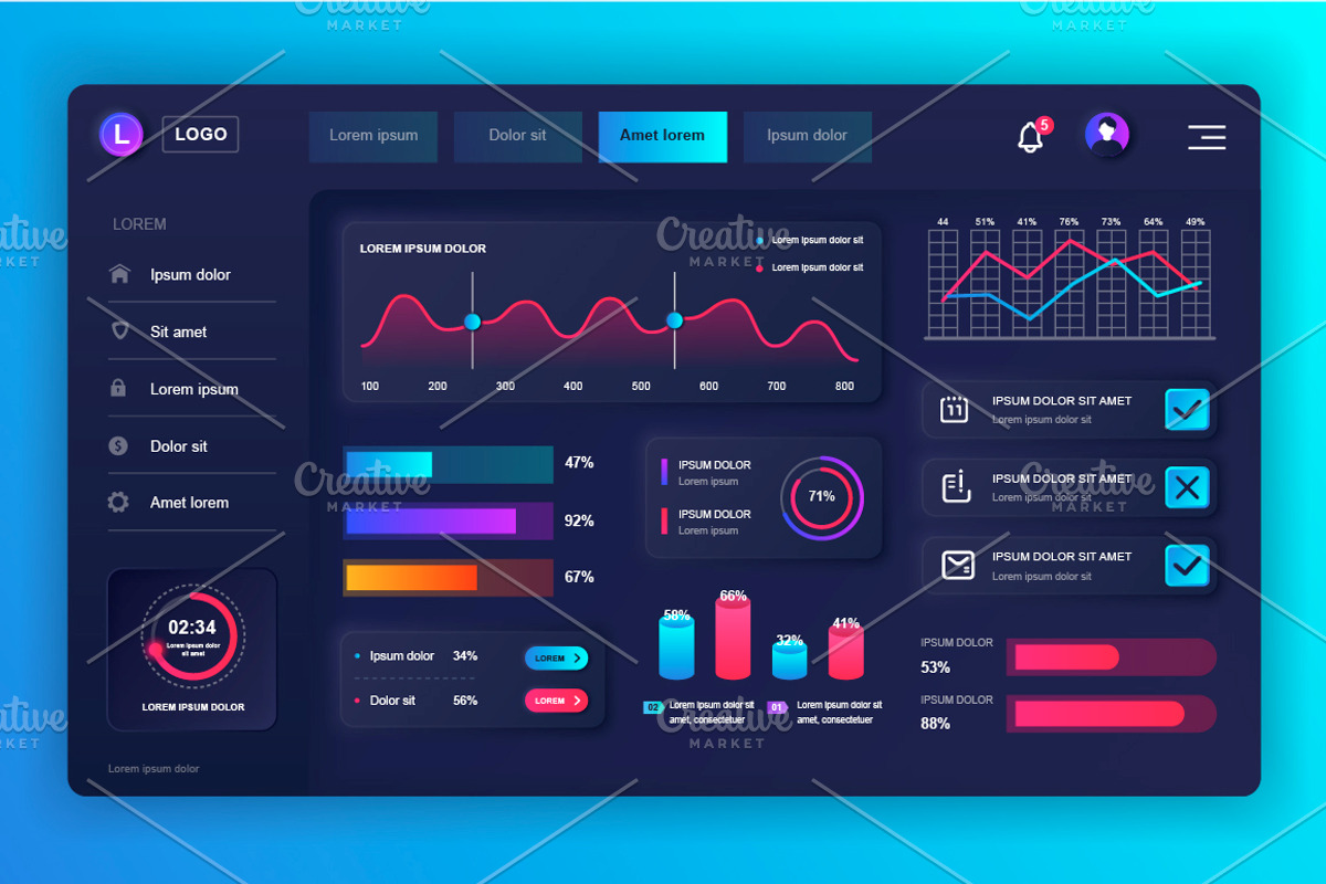 Neumorphic UI Dashboard Admin Panel, a Templates & Theme by alexdndz (Photo 6 of 21)