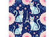 Parisian Cats Background, an Animal Illustration by Sharon Schwalbe (Thumbnail 5 of 5)