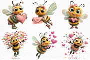 Whimsical Valentine Bee Clipart, an Illustration by Craft Nest (Thumbnail 4 of 10)