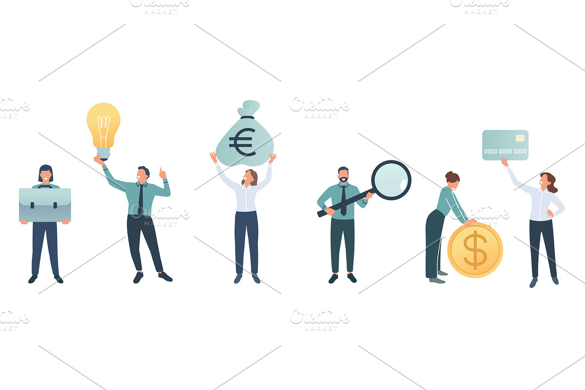 Tiny business people with large, an Object Illustration by YummyBuum