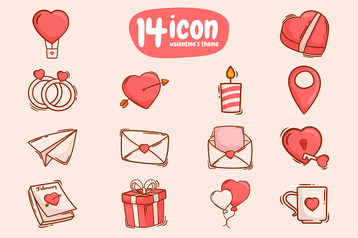 14 kawaii icons & stickers valentine, an Emoji Icon by kitypaws (Photo 2 of 5)