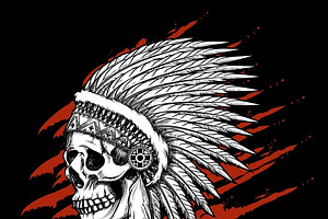 Indian Tribal Skull With Feathers