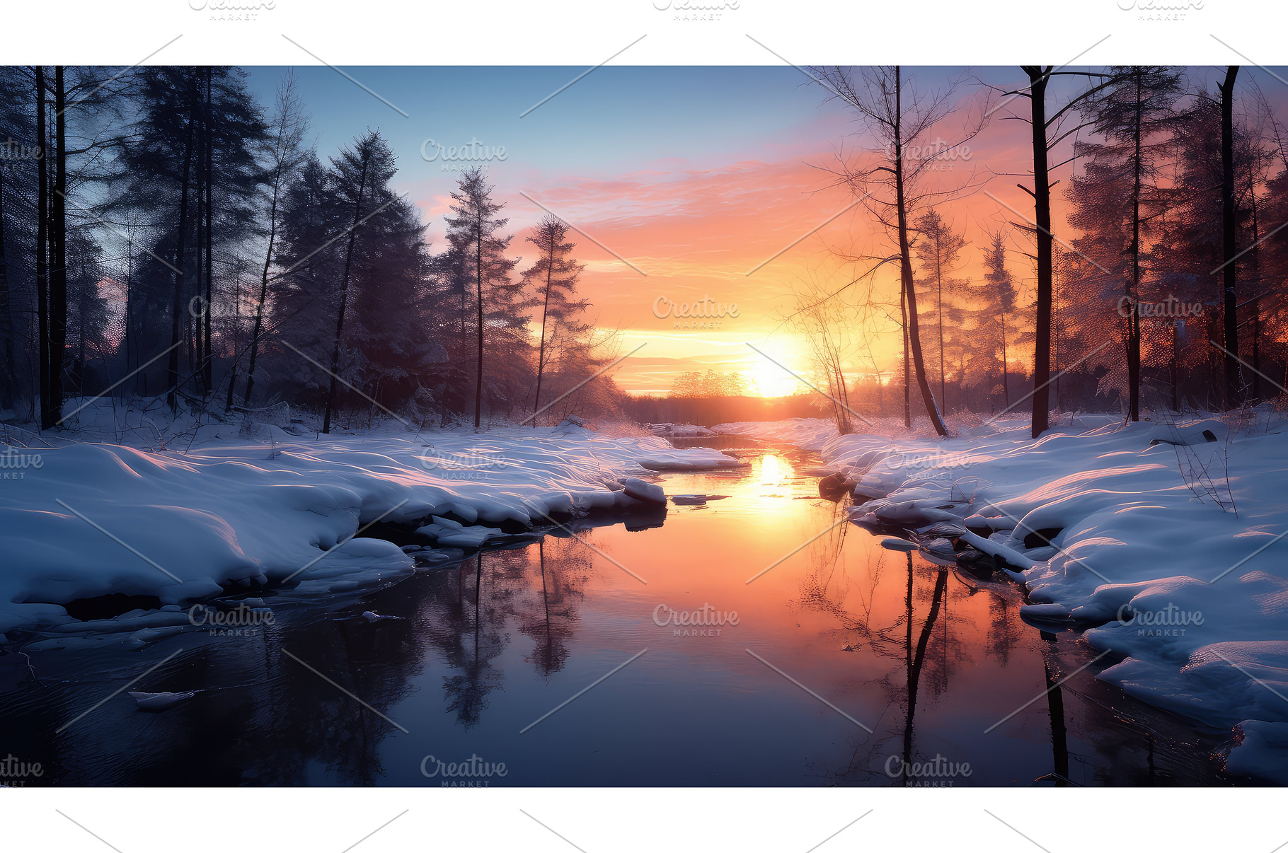 snow weather blue sunset frozen ai, a Nature Photo by pikepicture
