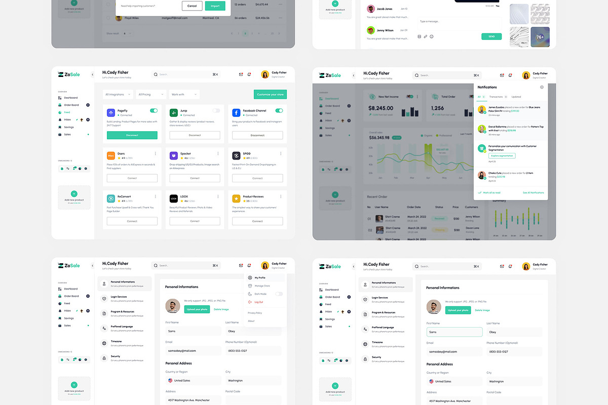 ZoSale-Sales Analytics Dashboard, an UI Kit Template by DesignsLab (Photo 8 of 10)