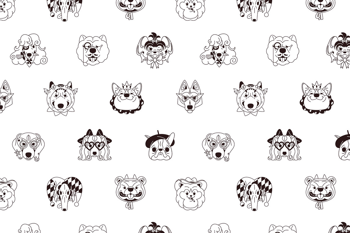 Funny dog avatars set + backgrounds, an Animal Illustration by PaperTrident (Photo 12 of 13)