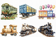 Watercolor Train Clipart Bundle, an Illustration by Craft Nest (Thumbnail 4 of 6)