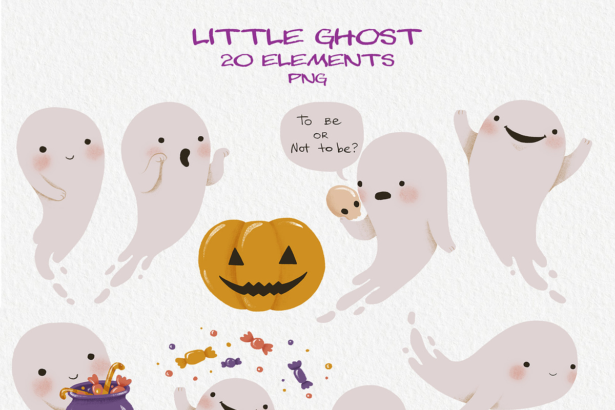 Little Ghost Clipart. Halloween, an Illustration by LukaJreym (Photo 5 of 5)