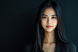 Portrait of charming woman with silky long straight hair, a Person Photo by AlyaAnd
