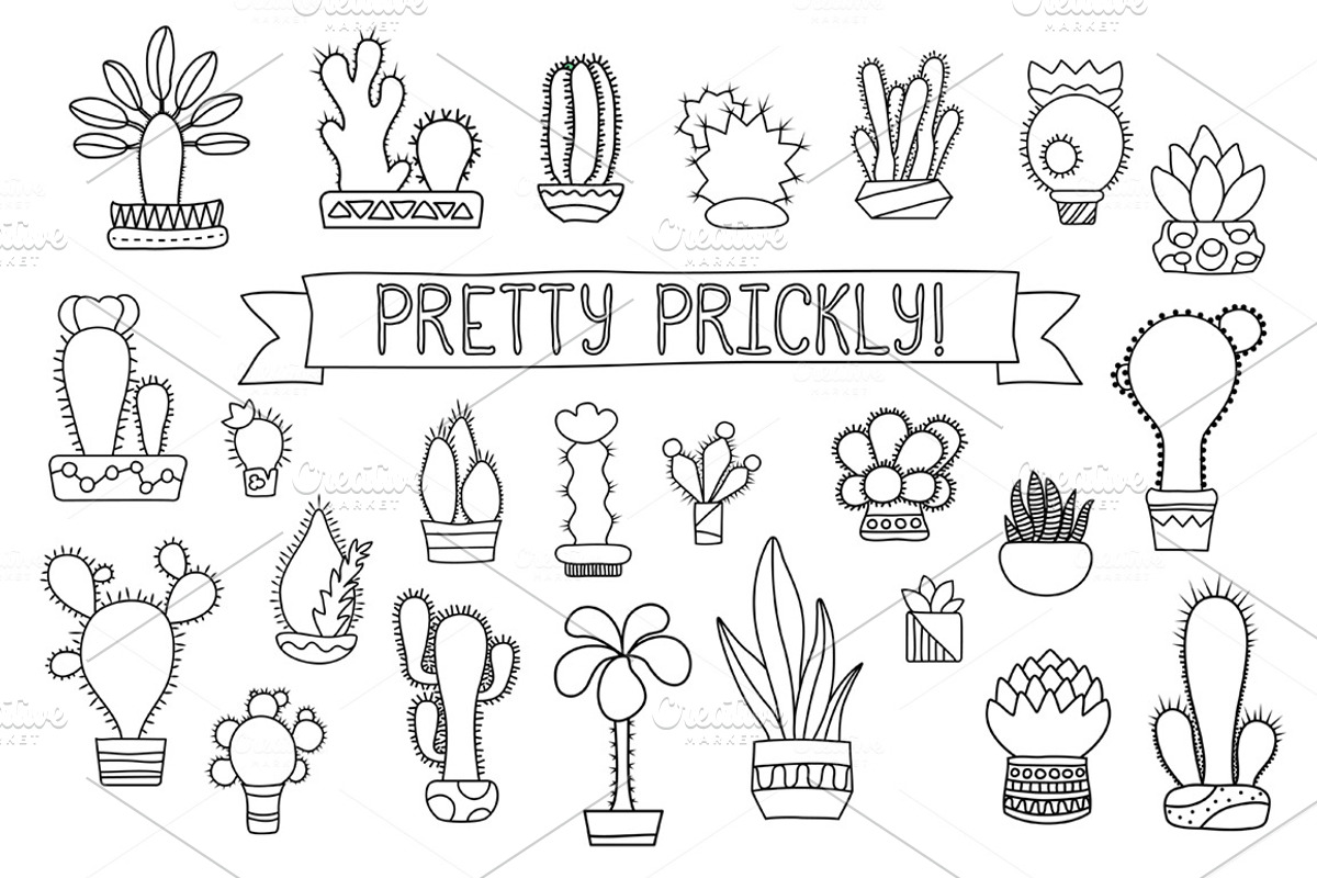 Cactus & Succulents Vector Clipart, a Decorative Illustration by RabbitAndPencil (Photo 2 of 4)