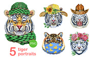 Cute watercolor tigers. Part 7, an Animal Illustration by Watercolor fantasy (Thumbnail 1 of 4)
