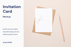 Invitation Card With Envelope Mockup