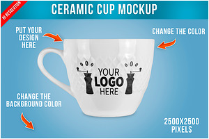 Ceramic Coffee Cup Mockup PSD